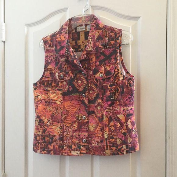 Ladies Chico’s denim vest 1 medium 8 - Picture 1 of 5
